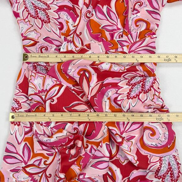 Zara Women's Carla Paisley Floral Wrap Dress Large Pink Bloggers Favorite - Picture 11 of 16